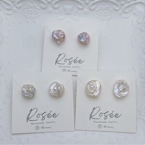 E93 S925 Handmade Freshwater Baroque Pearl Earrings